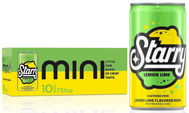 Starry Lemon Lime Soda 10 Pack Mini Cans