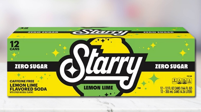 Starry Zero Sugar Lemon Lime 12 oz Cans 12 pk