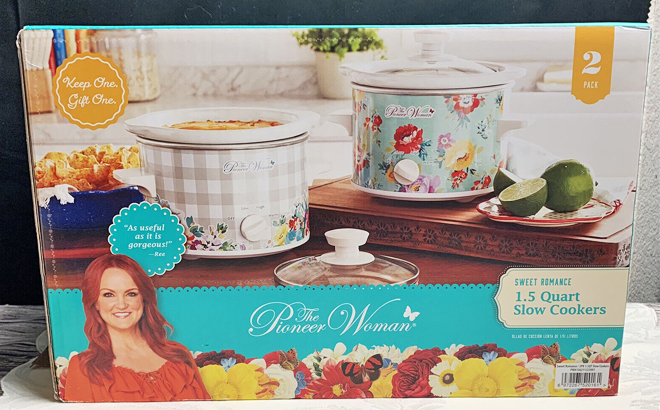 The Pioneer Woman 1.5 Quart Slow Cooker Twin Pack, Breezy Blossom and Teal  Gingham