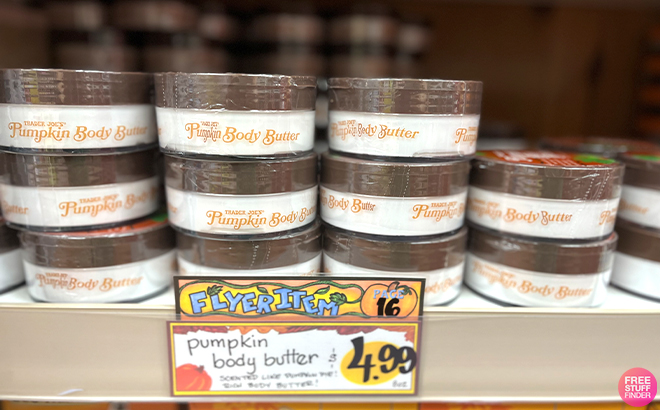 Trader Joes Pumpkin Body Butter on a Shelf