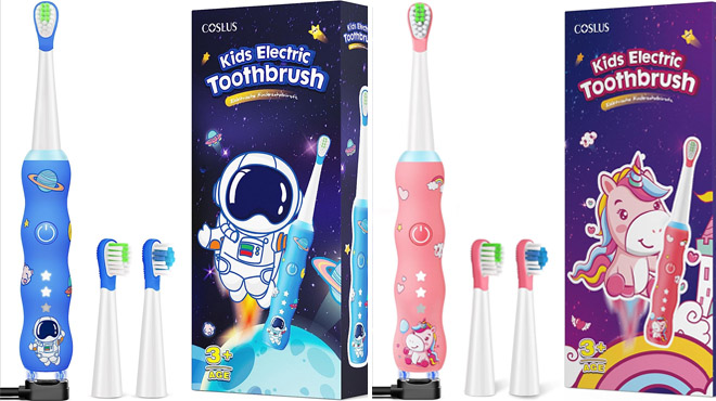 Two Colors of Kids Sonic Rechargeable Electric Toothbrush