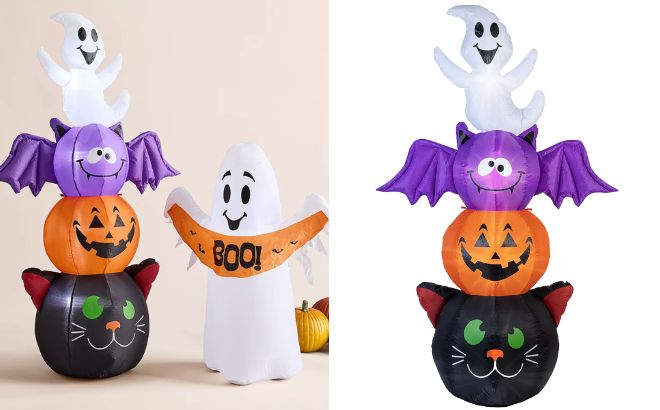 Unbranded Light Up Inflatable Halloween Stacked Figures for Yard Decor