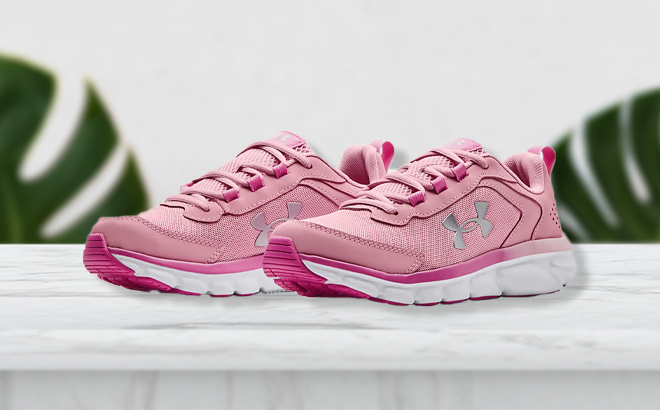Under Armour Girls Grade School UA Assert 9 Running Shoes in Pink