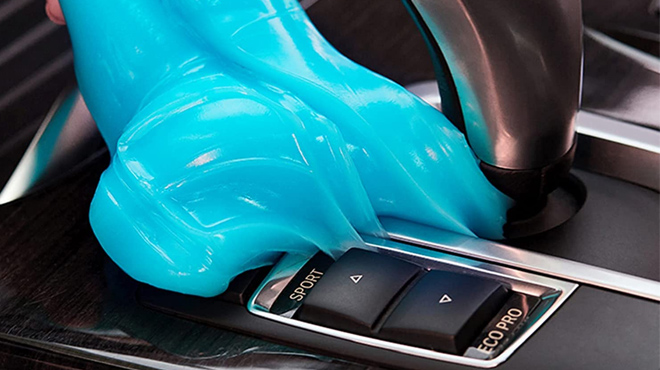 Using Blue Dust Cleaning Gel in a Car