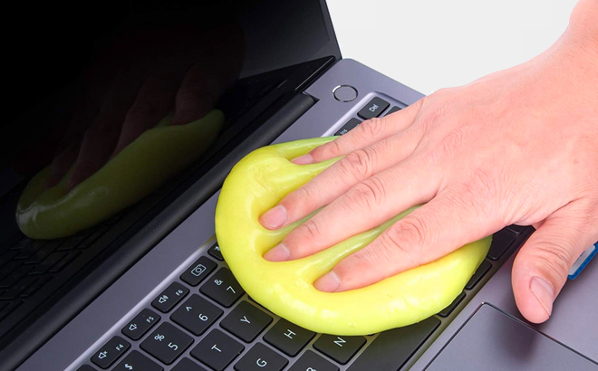 Using Yellow Cleaning Gel on a Laptop