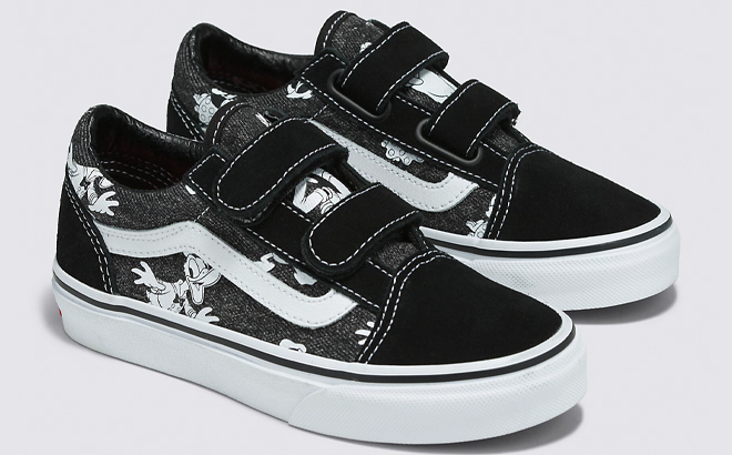 VANS x Disney Kids Old Skool V Shoes on Gray Background