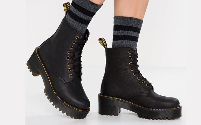 Woman Wearing the Dr Martens Womens Shriver Hi Boots