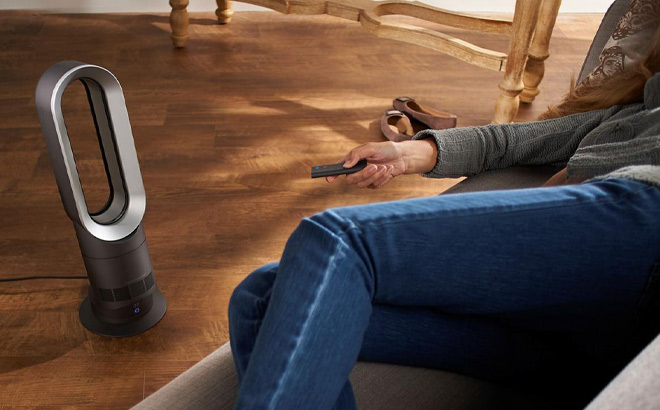 Woman is Using Dyson Hot and Cool Bladeless Fan Heater