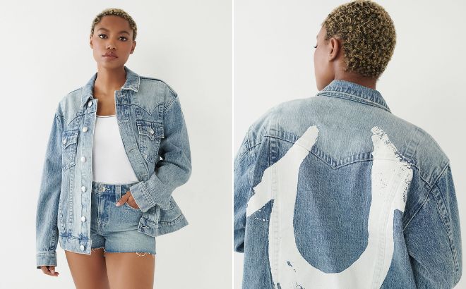 Woman is Wearing Jimmy Relaxed Denim Jacket