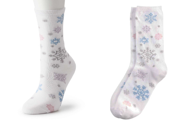 Womens Falling Snowflakes Crew Socks