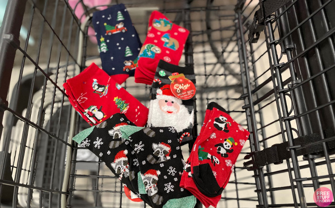 Womens Holiday Crew Socks in Basket at Kohls