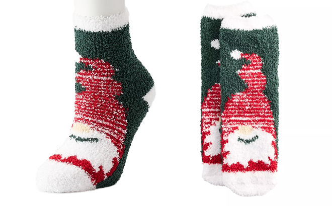 Womens Holiday Gnome Cozy Socks