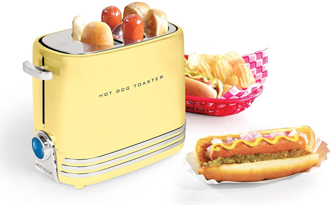 Yellow Hot Dog Toaster on a White Background