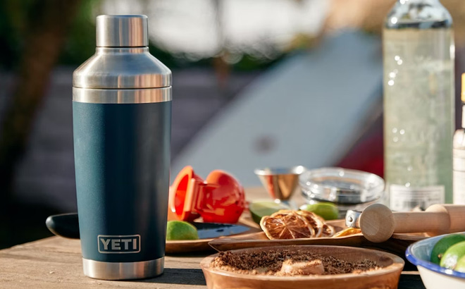 Yeti Cocktail Shaker in Navy Color on the Table