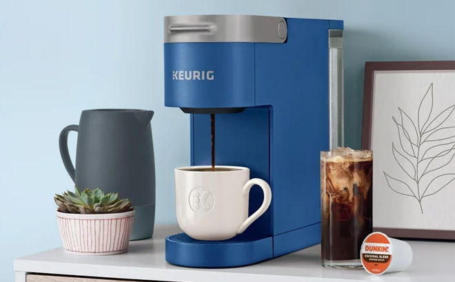 an Image of a Keurig K Slim Plus Iced Coffee Brewer Blue Color