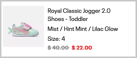 Reebook Toddler Classic Jogger Shoes Order Details