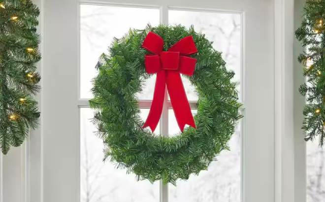 24 Inch Artificial Wreath with Bow