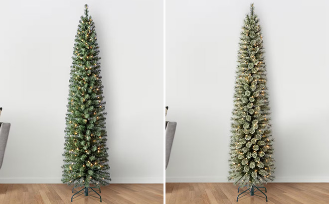 7 Foot Pre Lit Pencil Artificial Christmas Tree