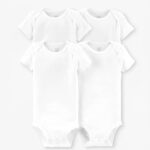 A Color White Carters Baby Bodysuits 4 Pack on a Gray Background