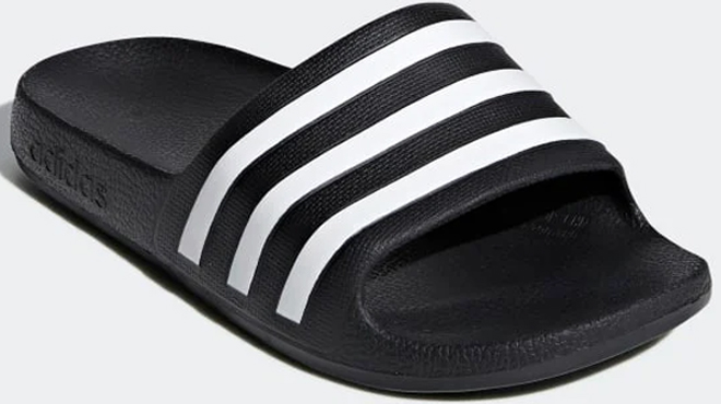 Adidas Kids Core Black and Cloud White Adilette Aqua Slides