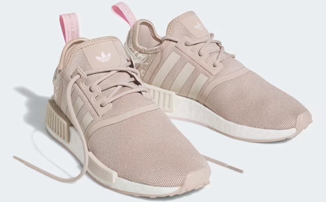 Adidas NMD R1 Womens Shoes in Wonder Taupe Aluminium and Clear Pink Color