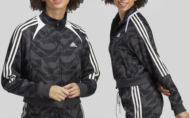 Adidas Womens Abstract Logo Track Jacket on a Gray Background