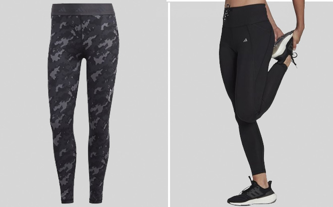 Adidas Womens Camouflage High Waist and Drawstring High Waist Leggings