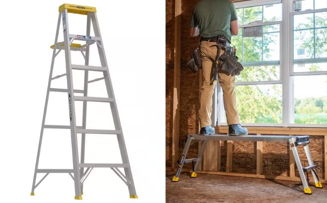 Aluminium Step Ladder and Slim Fold Work Platform