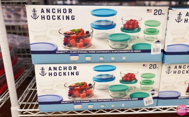 Anchor Hocking 20 Piece Food Storage Set on a Shelf