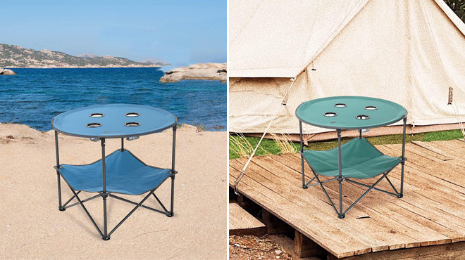 Arrowhead Outdoor Circular Folding Table in Two Colors