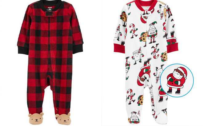 Baby Christmas Cookies Zip Up Fleece Sleep Play Pajamas 1