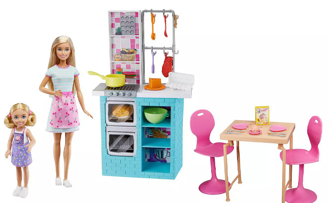 Barbie Baking Kitchen Dolls and Accessories Playset