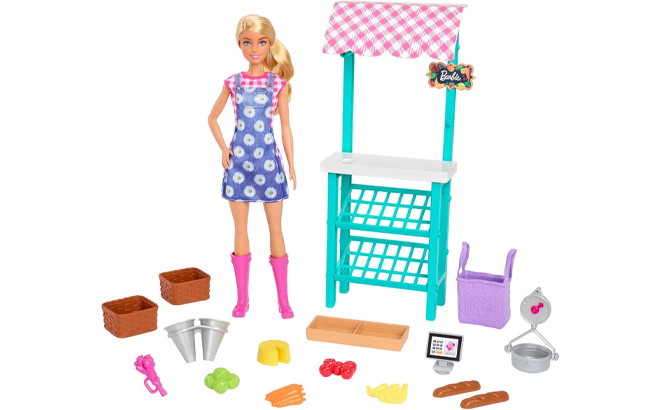 Barbie Careers Playset Farmers Market Set with Blonde Fashion Doll