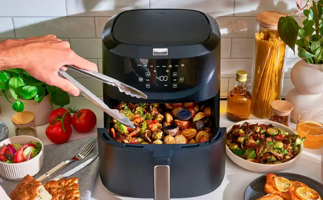 Bella Pro 8 Quart Touchscreen Air Fryer with Divided Basket