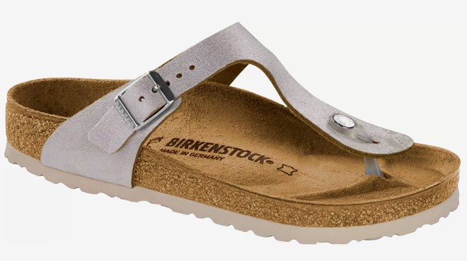 Birkenstock Womens Gizeh Suede Leather Sandals Silver