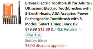 Bitvae Electric Toothbrush checkout screen