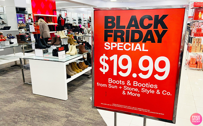 Black Friday Special 19 99 Womens Boots Sign at Macys