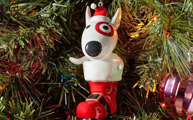 Bullseye in Santa Boot Christmas Tree Ornament