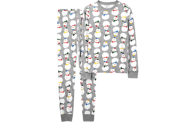 Carters Gray Adult 2 Piece Snowman Pajama Set