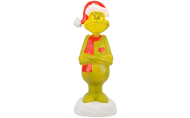 Christmas Lighted Blow Mold Outdoor Decor Grinch with Scarf