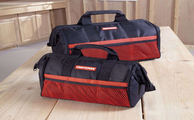 Craftsman Ballistic Nylon Tool Bag Set Black and Red 2 Piece