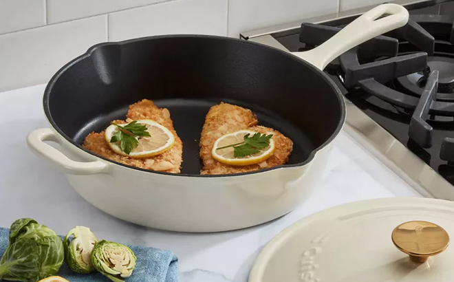 Cuisinart Cast Iron Chicken Fryer in Cream Color