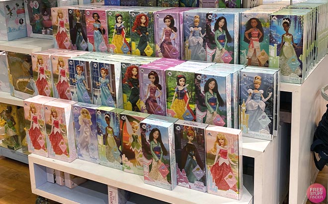 Disney Classic Dolls in shelf