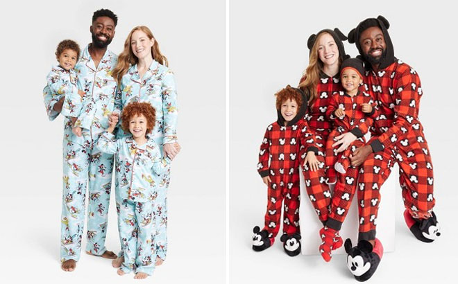 Disney Matching Family Pajama Blue Color and Disney Matching Family Pajama Red Black Color