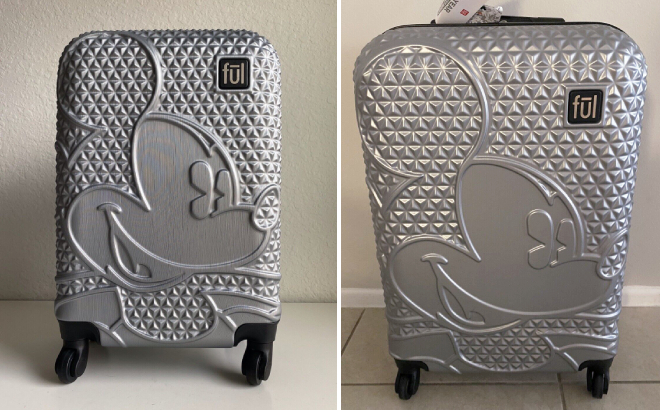 Disney Mickey Mouse Hardside Spinner Luggage in Silver Color