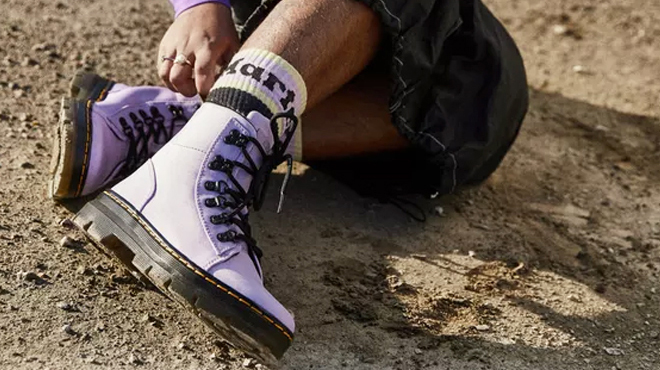 Dr Martens Nylon Ripstops Boots with Lilac Laces