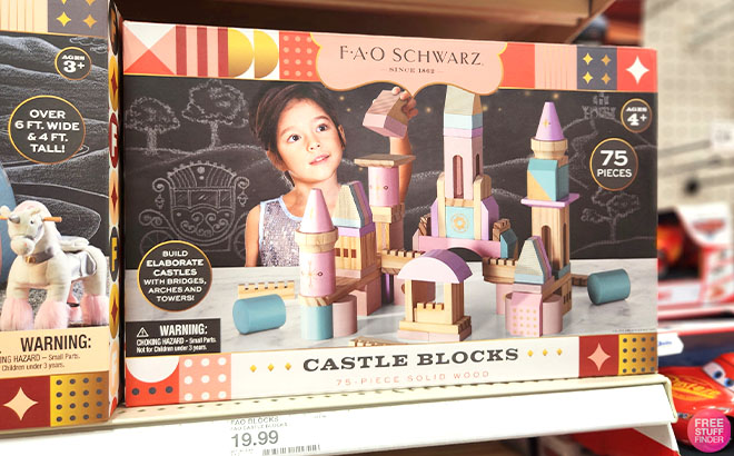 FAO Schwarz Medieval Princesses Wooden Castle Building Blocks Set 75 Piece