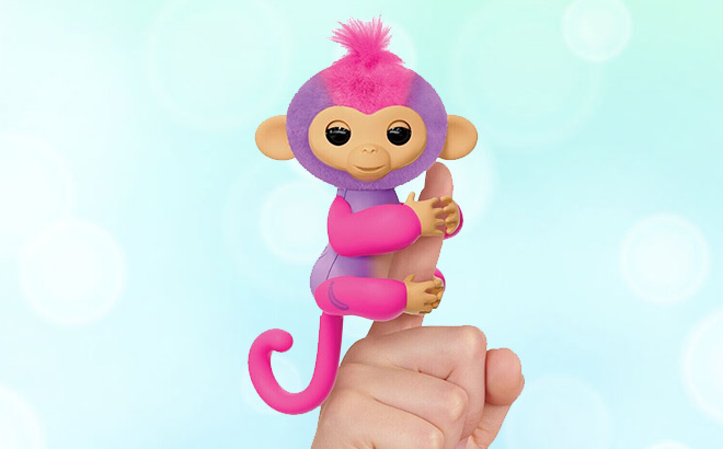 Fingerlings Purple Baby Monkey Charli on a Finger