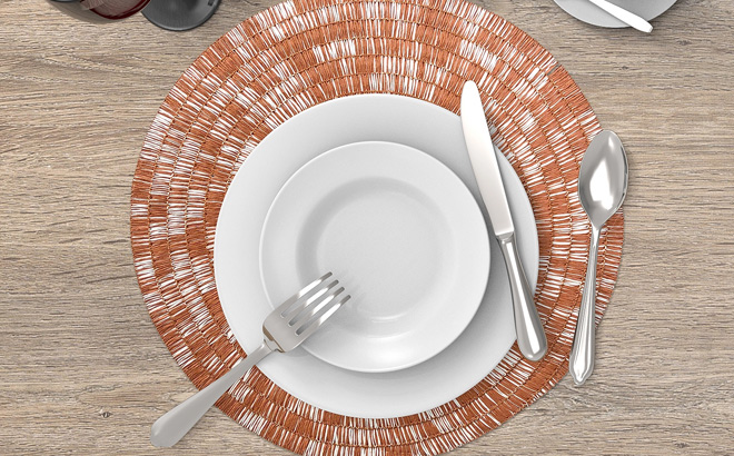 Food Network Paper Woven Round Placemat on the Table