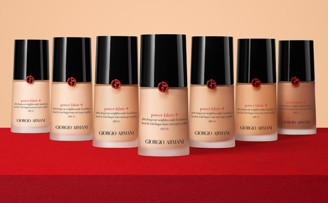 Giorgio Armani Power Fabric Foundation on table